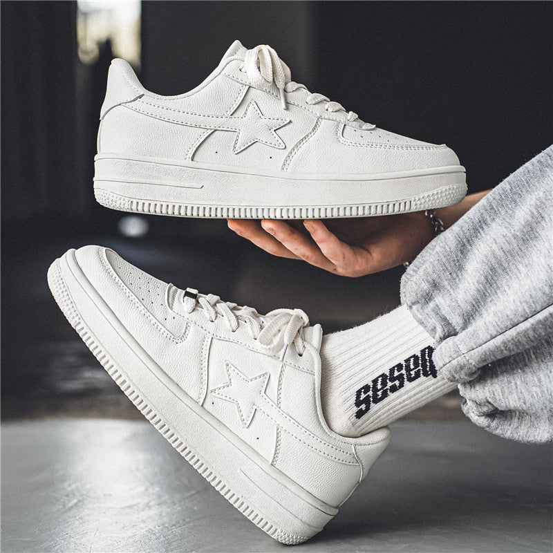 Men's Thick Sole White Sneakers | Casual Fashion Shoes - Home Decor