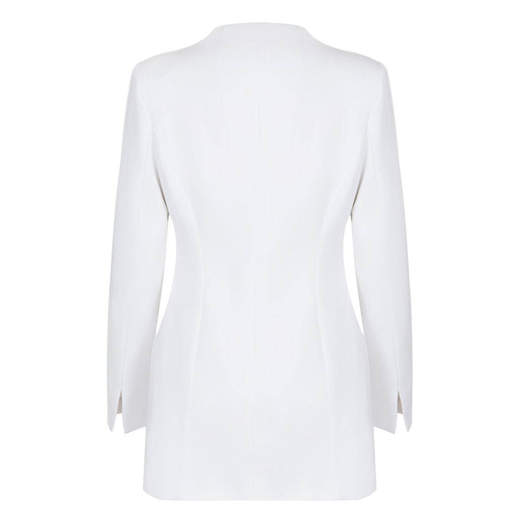White Lapel Blazers - Artistic Decor