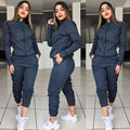 Women's Two Piece Fitness Set | Long Sleeve Pants Outfit - Artistic Decor
