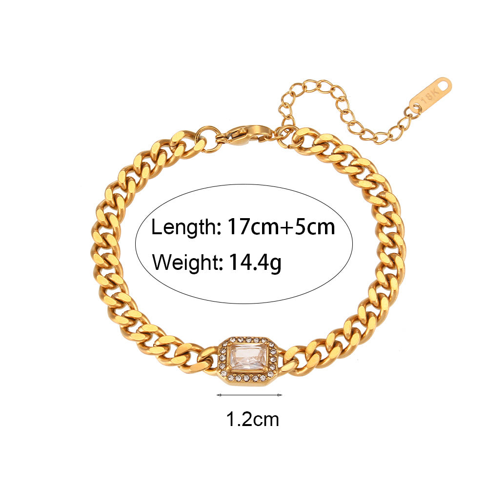Men's Cuban Link Zircon Bracelet | Stainless Steel Chain - Design Poster