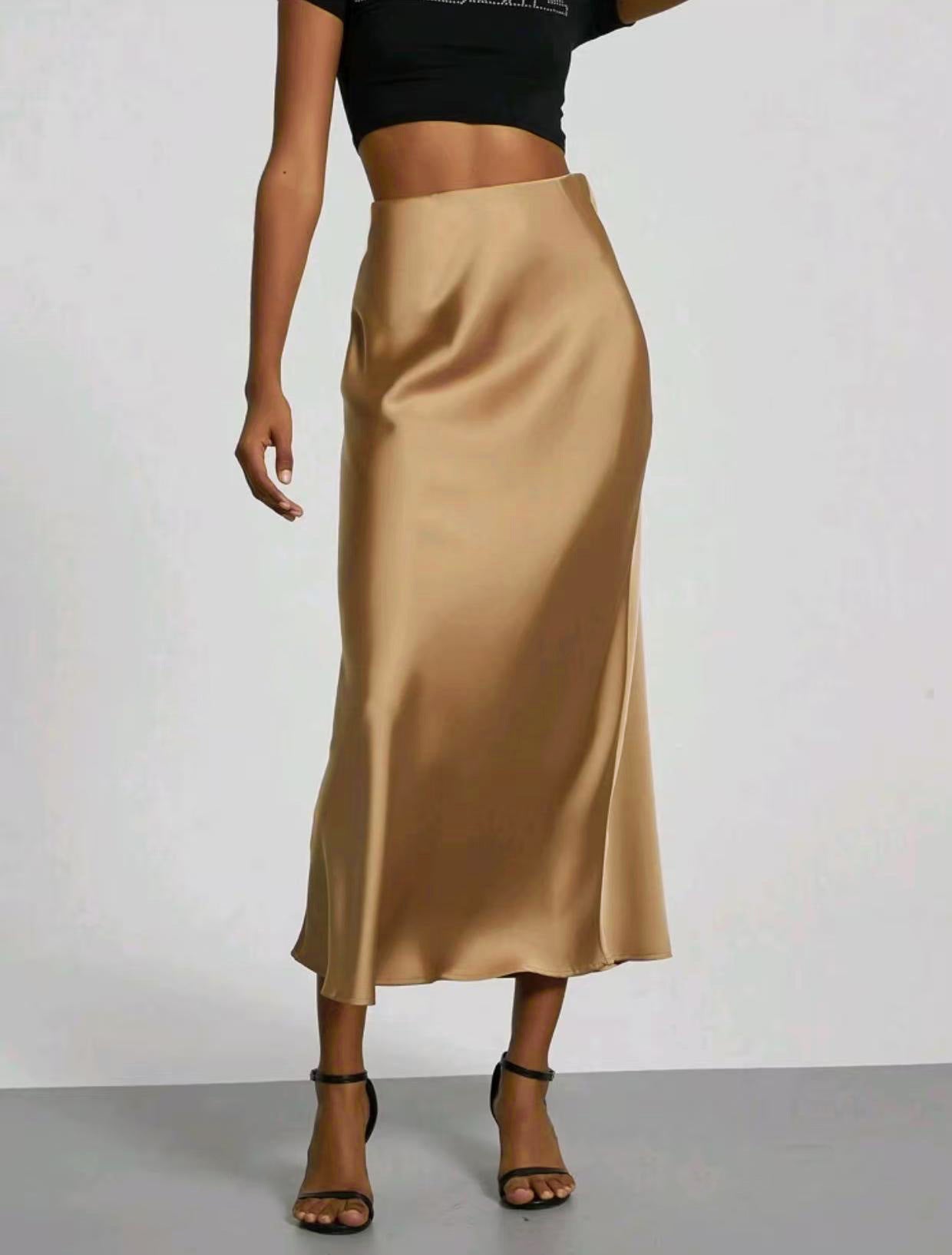 Women's Satin Maxi Skirt | Elegant Slim Fit Long Skirt - Home Decor