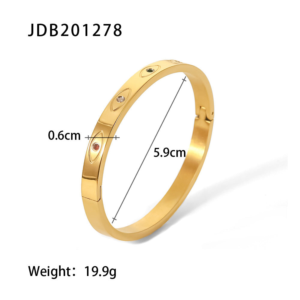 Gold-Plated Zirconia Bracelet | Stainless Steel Jewelry - Modern Print