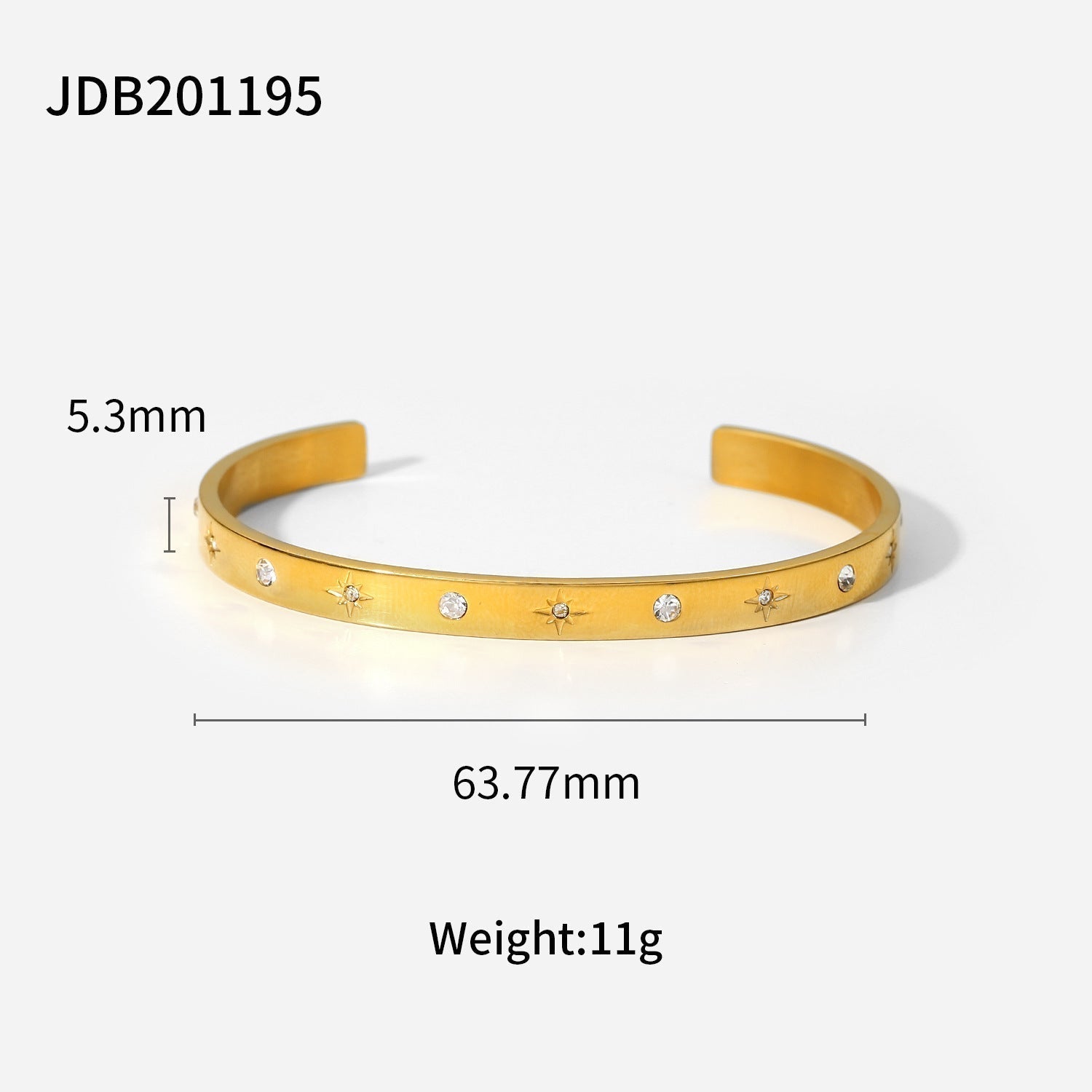 Gold-Plated Zirconia Bracelet | Stainless Steel Jewelry - Modern Print