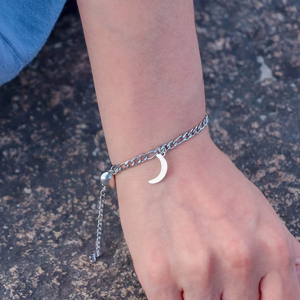 Couples Sun Moon Magnetic Bracelets | Stainless Steel Set - Artistic Decor